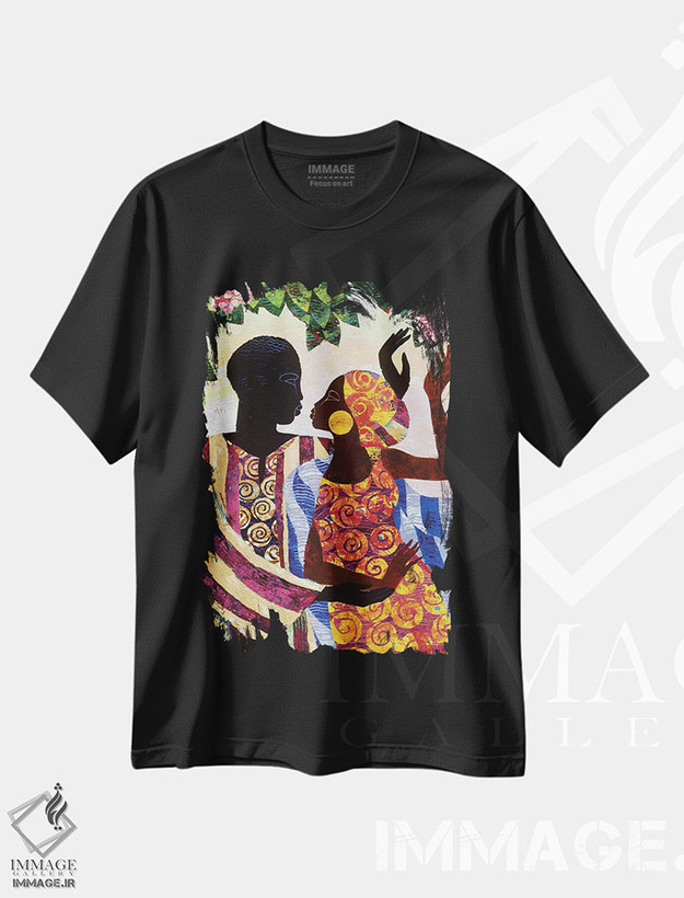 تیشرت طرح دار در باغ، هنر آمریکایی آفریقایی تبار اثر کیت مالِت | فروشگاه ایماژ