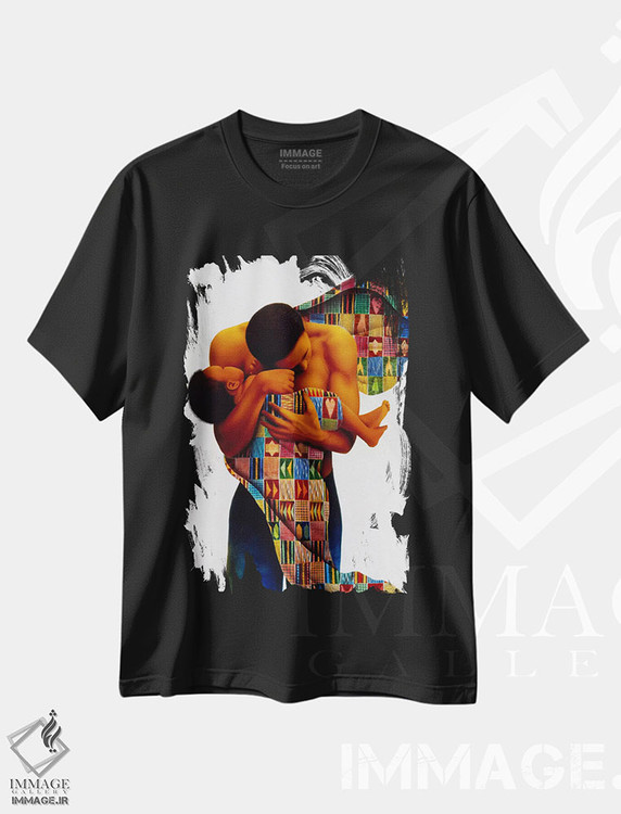 تیشرت طرح دار عشق پناه بخش، هنر آمریکایی آفریقایی تبار اثر کیت مالِت | فروشگاه ایماژ