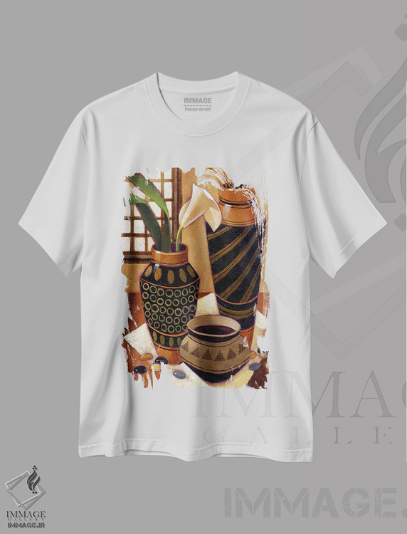 تیشرت طرح دار طبیعت بی جان با کاسه آفریقایی، دکور آفریقایی اثر کیت مالِت | immage.ir
