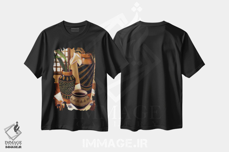 تیشرت طرح دار طبیعت بی جان با کاسه آفریقایی، دکور آفریقایی اثر کیت مالِت | فروشگاه ایماژ