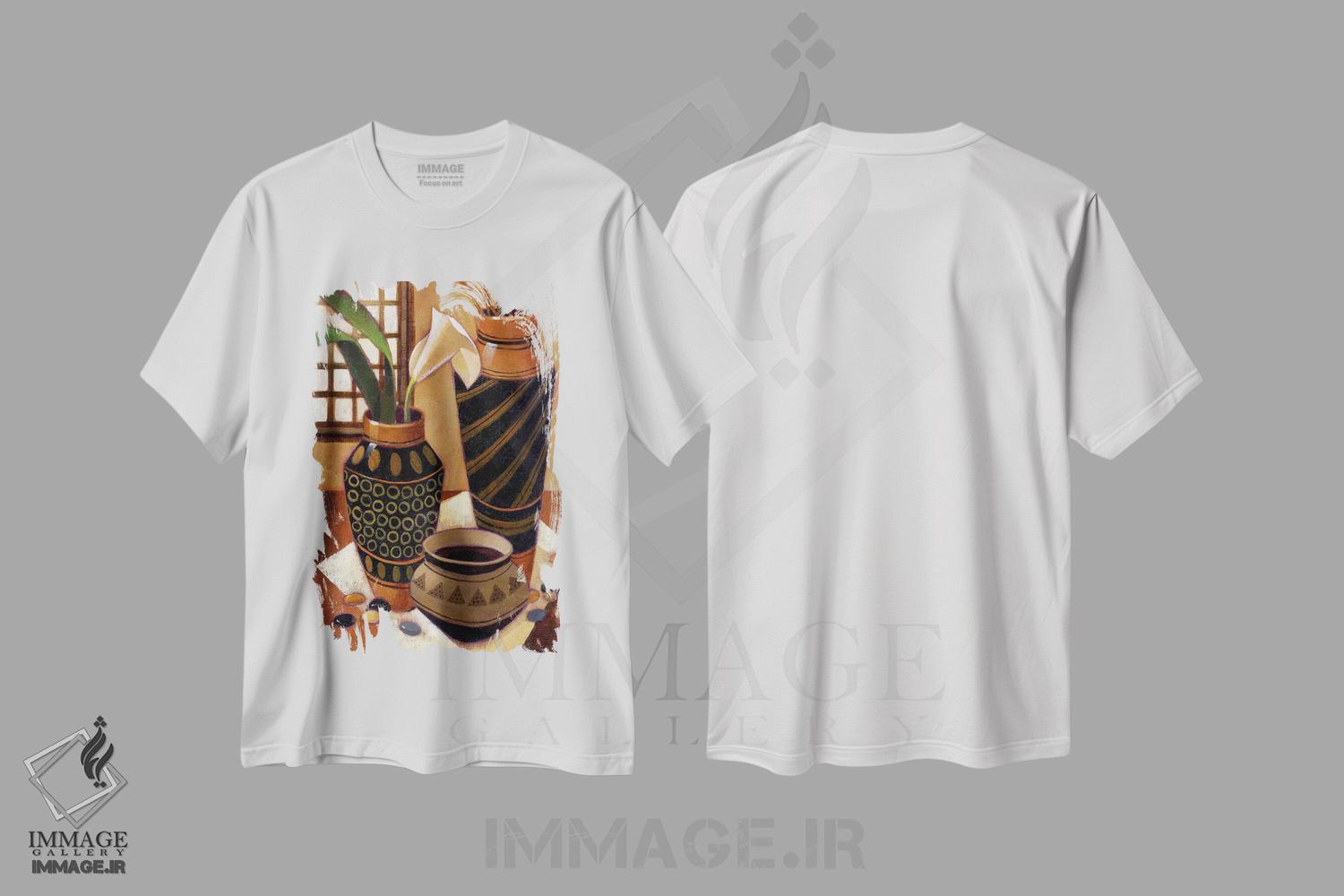 تیشرت طرح دار طبیعت بی جان با کاسه آفریقایی، دکور آفریقایی اثر کیت مالِت | immage.ir