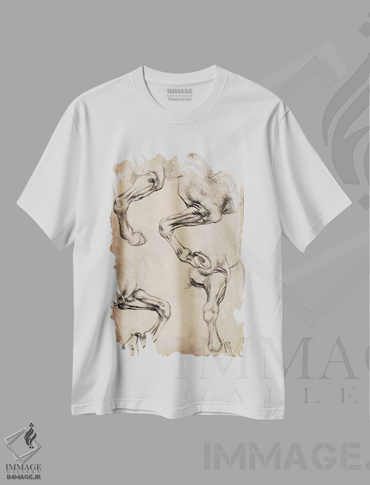تیشرت طرح دار اسب لئوناردو، هنر فاخر کلاسیک اثر لئوناردو داوینچی | immage.ir