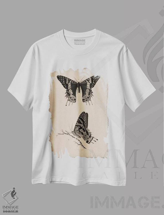 تیشرت طرح دار نقاشی علمی پروانه قدیمی، تزئینی اثر هنرمند ناشناس | فروشگاه ایماژ