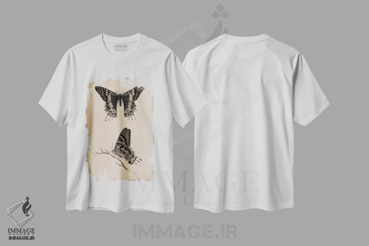 تیشرت طرح دار نقاشی علمی پروانه قدیمی، تزئینی اثر هنرمند ناشناس | فروشگاه ایماژ