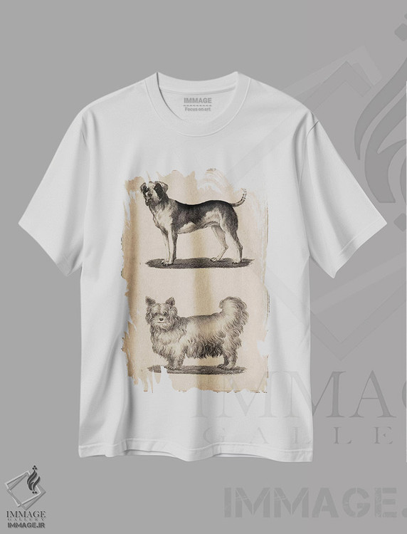 تیشرت طرح دار سگ های فرانسوی قدیمی، وینتیج و رترو اثر هنرمند ناشناس | فروشگاه ایماژ