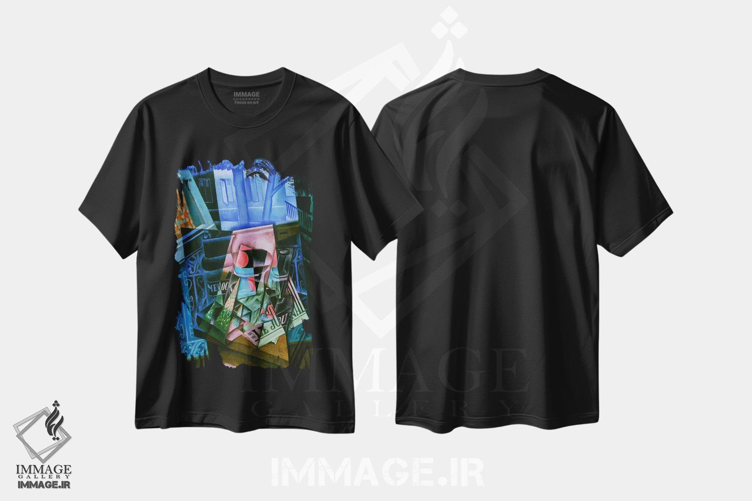 تیشرت طرح دار طبیعت بی جان مقابل پنجره باز، میدان راونیان اثر خوان گрис | immage.ir