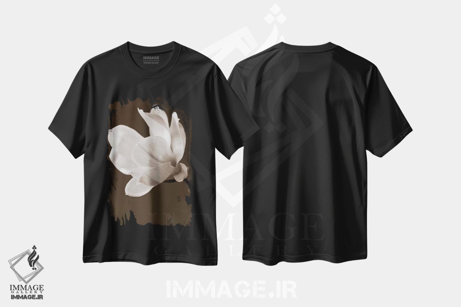 تیشرت طرح دار مگنولیا با رنگ سپیا، مدیوم اثر سیمپوزیوم دیزاین | immage.ir