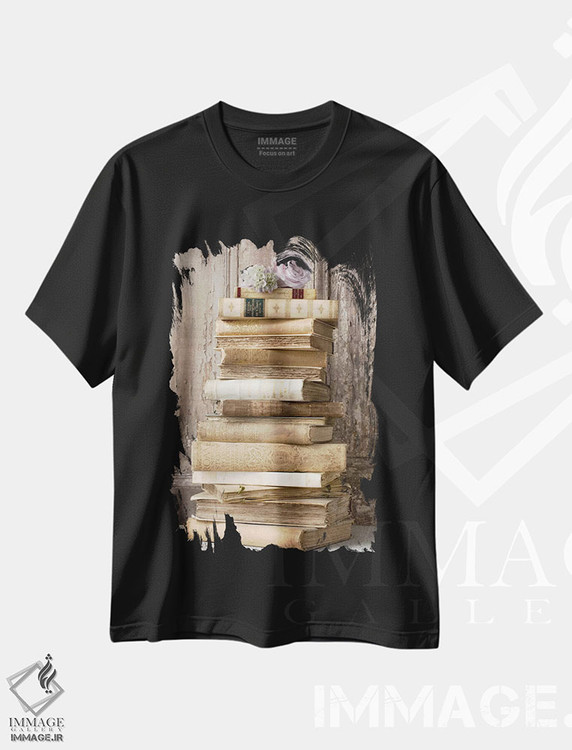تیشرت طرح دار کتاب ها ۱، دکور معاصر اثر سیمپوزیوم دیزاین | فروشگاه ایماژ