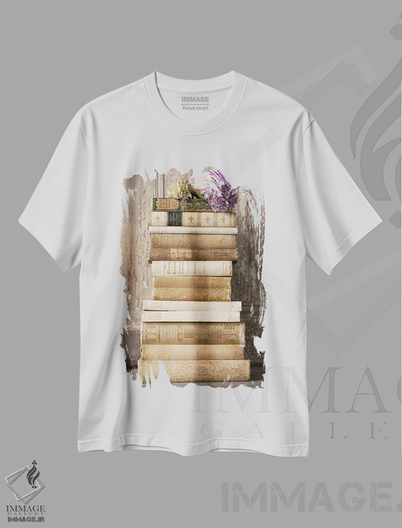 تیشرت طرح دار کتاب ها ۲، دکور معاصر اثر سیمپوزیوم دیزاین | فروشگاه ایماژ