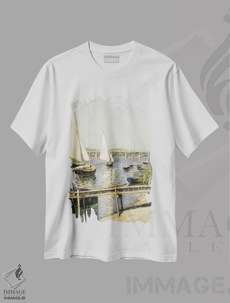 تیشرت طرح دار قایق های بادبانی در آرژانتوی، هنر فاخر کلاسیک اثر گوستاو کایبوت | immage.ir