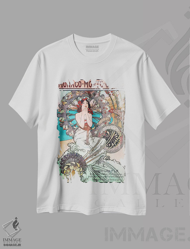 تیشرت طرح دار موناکو، مونت کارلو، ۱۸۹۷، وینتیج و رترو اثر آلفونس موخا | فروشگاه ایماژ