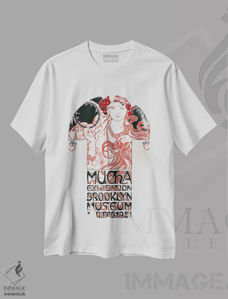 تیشرت طرح دار نمایشگاه بروکلین، آرت نوو اثر آلفونس موخا | فروشگاه ایماژ