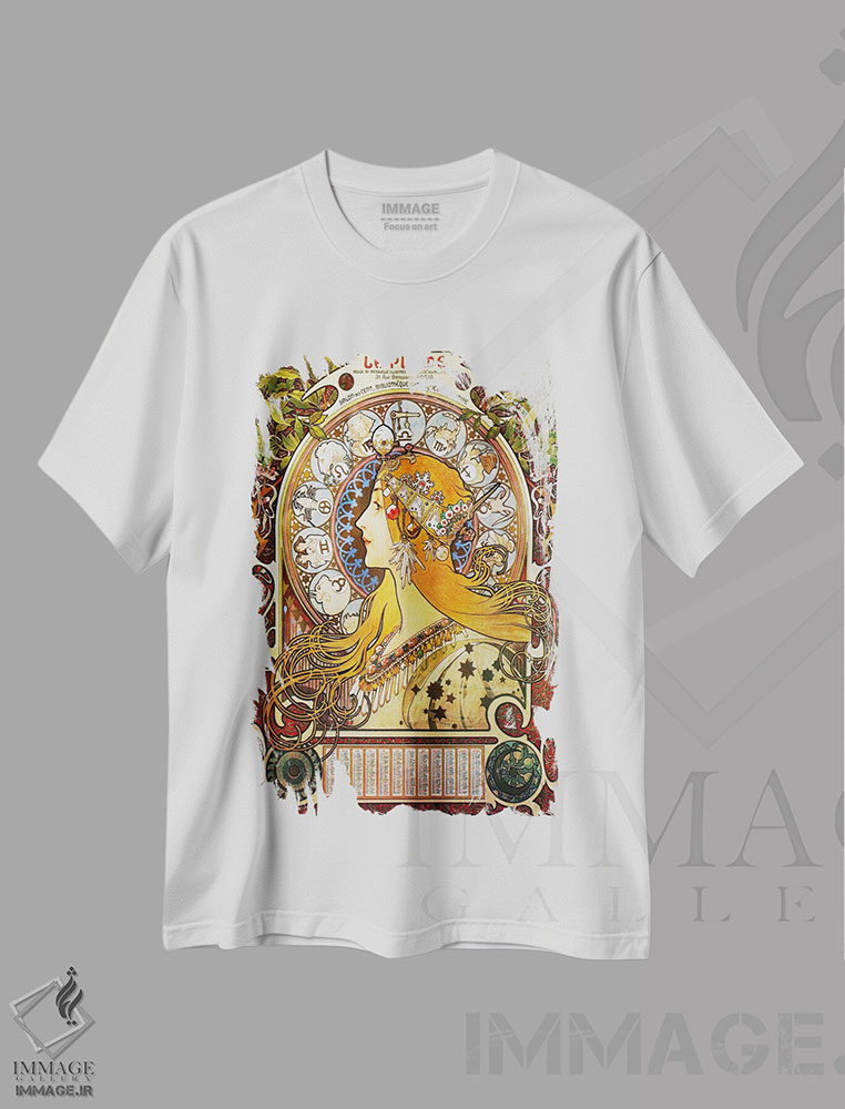 تیشرت طرح دار زودیاک۱۸۹۶، تزئینی اثر آلفونس موخا | immage.ir