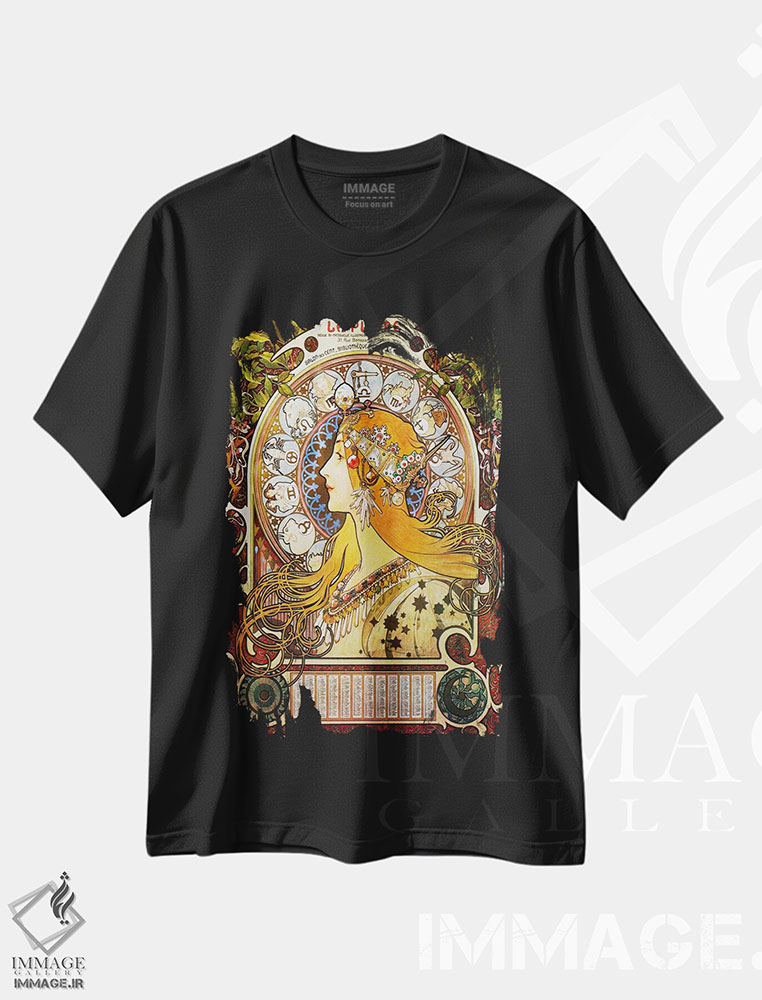 تیشرت طرح دار زودیاک۱۸۹۶، تزئینی اثر آلفونس موخا | فروشگاه ایماژ