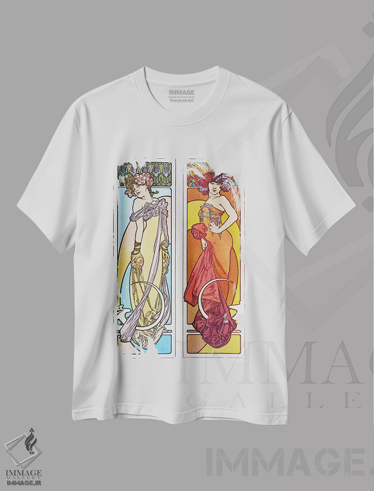 تیشرت طرح دار اسناد تزئینی، آرت نوو اثر آلفونس موخا | immage.ir