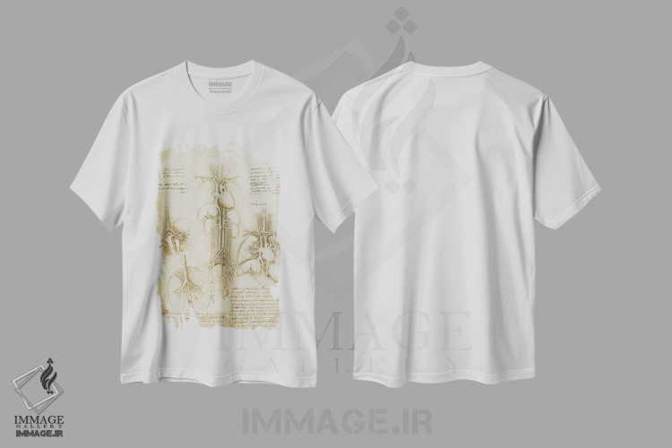 تیشرت طرح دار طرح قلب و ریه ها، تزئینی اثر لئوناردو داوینچی | فروشگاه ایماژ