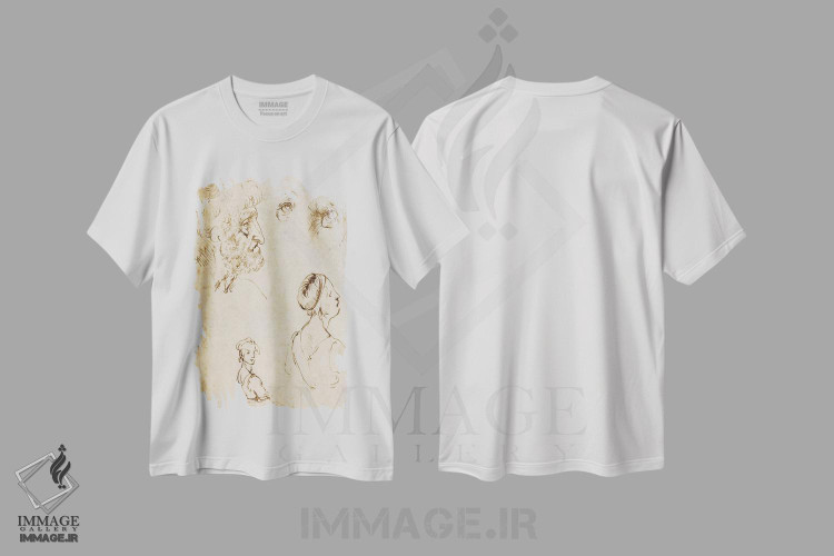 تیشرت طرح دار برگه مطالعات، دست نقاشی و طراحی دستی اثر لئوناردو داوینچی | immage.ir