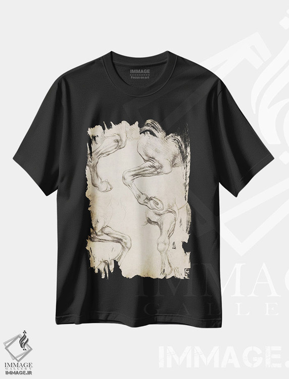 تیشرت طرح دار مطالعات پای اسب، دست نقاشی و طراحی دستی اثر لئوناردو داوینچی | immage.ir