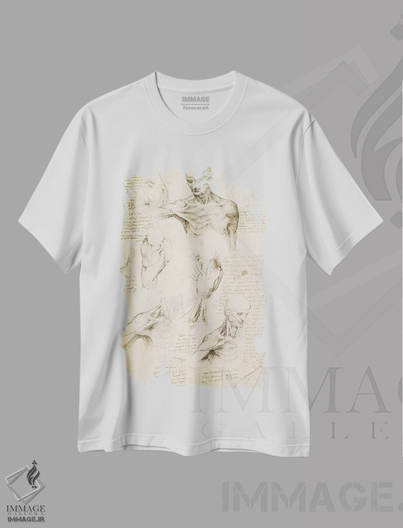 تیشرت طرح دار کالبدشناسی سطحی شانه و گردن، ۱۵۱۰، تزئینی اثر لئوناردو داوینچی | immage.ir