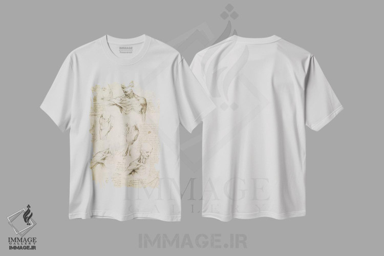 تیشرت طرح دار کالبدشناسی سطحی شانه و گردن، ۱۵۱۰، تزئینی اثر لئوناردو داوینچی | immage.ir