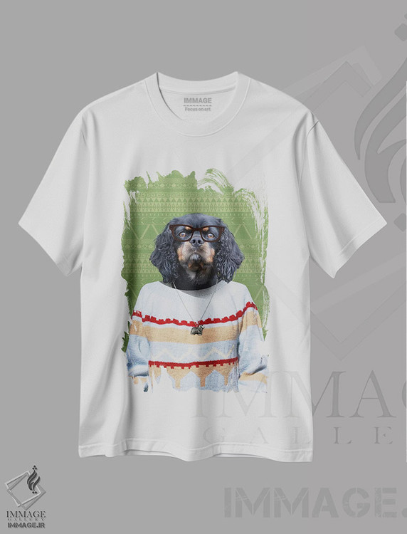 تیشرت طرح دار چاک، سگ اسپانیل کاوالیر کینگ چارلز، هنر دیجیتال اثر فایو بای فایو کالکتیو | فروشگاه ایماژ