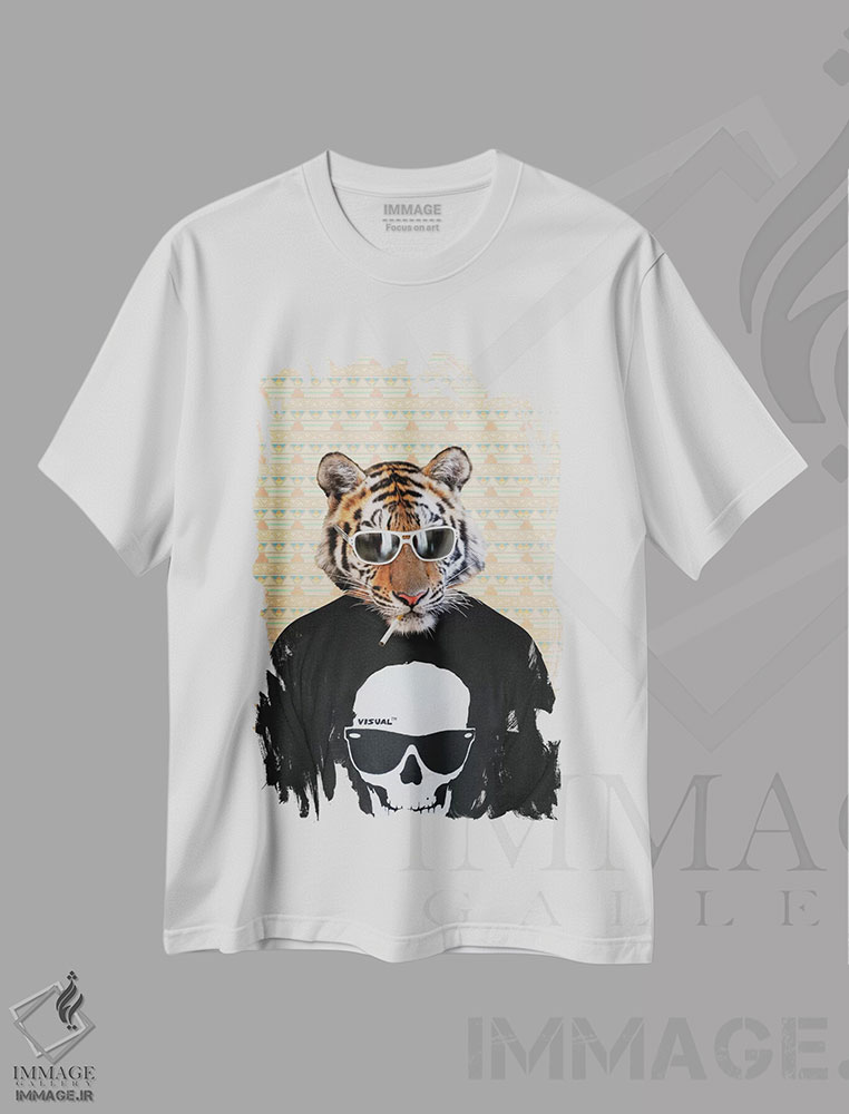 تیشرت طرح دار ترینی، ببر، هنر دیجیتال اثر فایو بای فایو کالکتیو | فروشگاه ایماژ