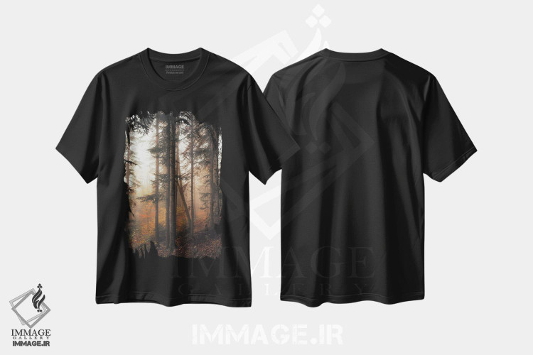 تیشرت طرح دار جنگل رازآلود، مدیوم اثر آنابل شابر | فروشگاه ایماژ