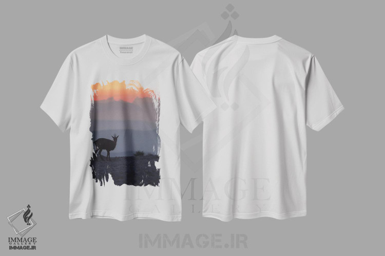 تیشرت طرح دار گاومیش رو به کوه ها I، مدیوم اثر آنابل شابر | immage.ir
