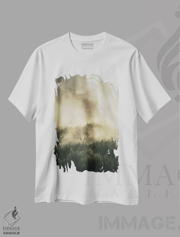 تیشرت طرح دار کوه در مه، مدیوم اثر آنابل شابر | فروشگاه ایماژ