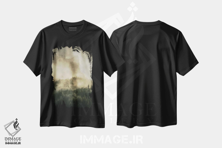 تیشرت طرح دار کوه در مه، مدیوم اثر آنابل شابر | immage.ir