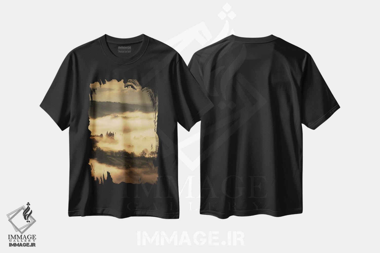 تیشرت طرح دار قلعه ای در آسمان، مدیوم اثر آنابل شابر | فروشگاه ایماژ