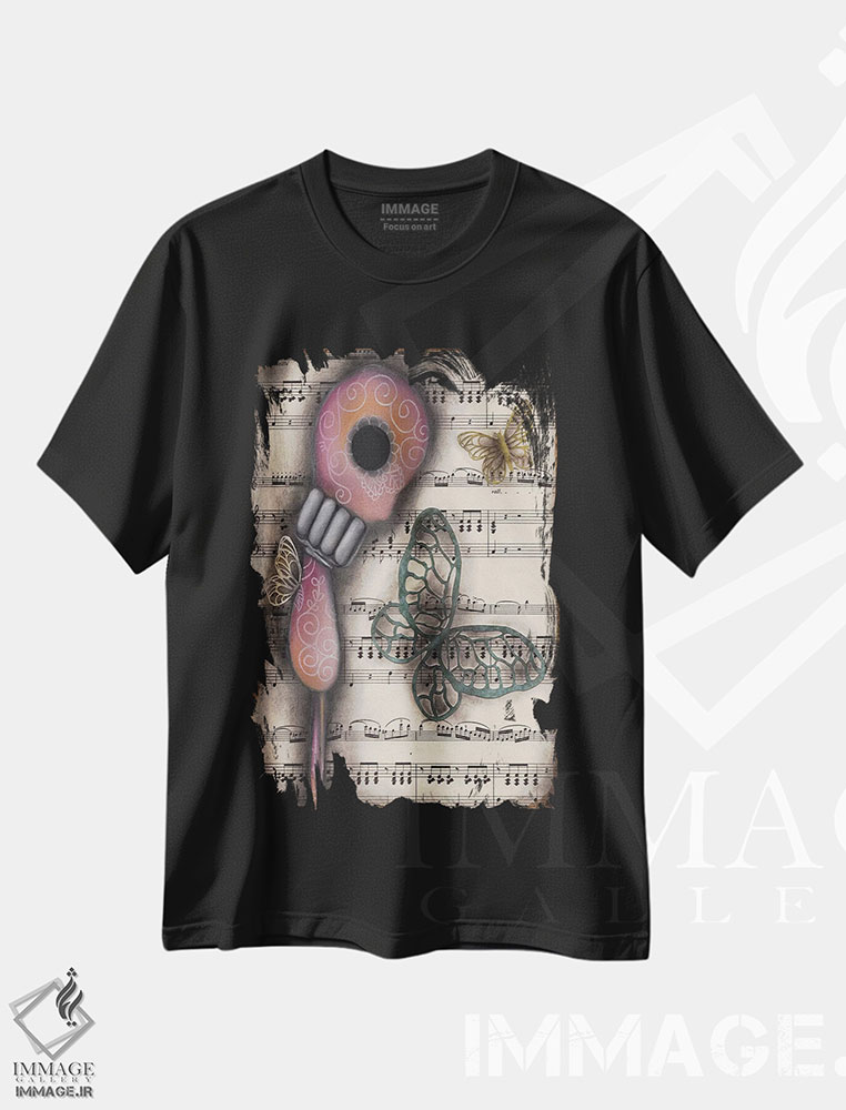 تیشرت طرح دار راز پروانه ها، مدیوم اثر ابریل آندراده | فروشگاه ایماژ