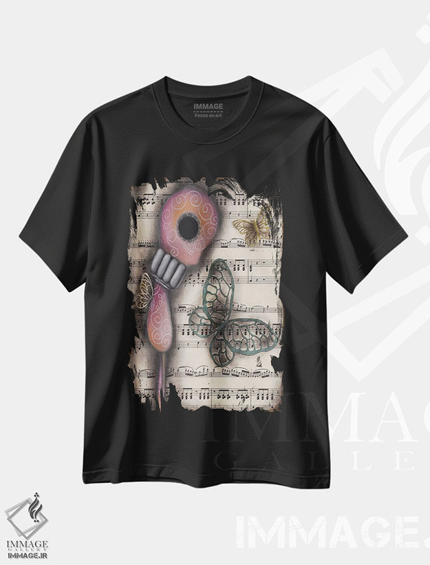تیشرت طرح دار راز پروانه ها، مدیوم اثر ابریل آندراده | فروشگاه ایماژ