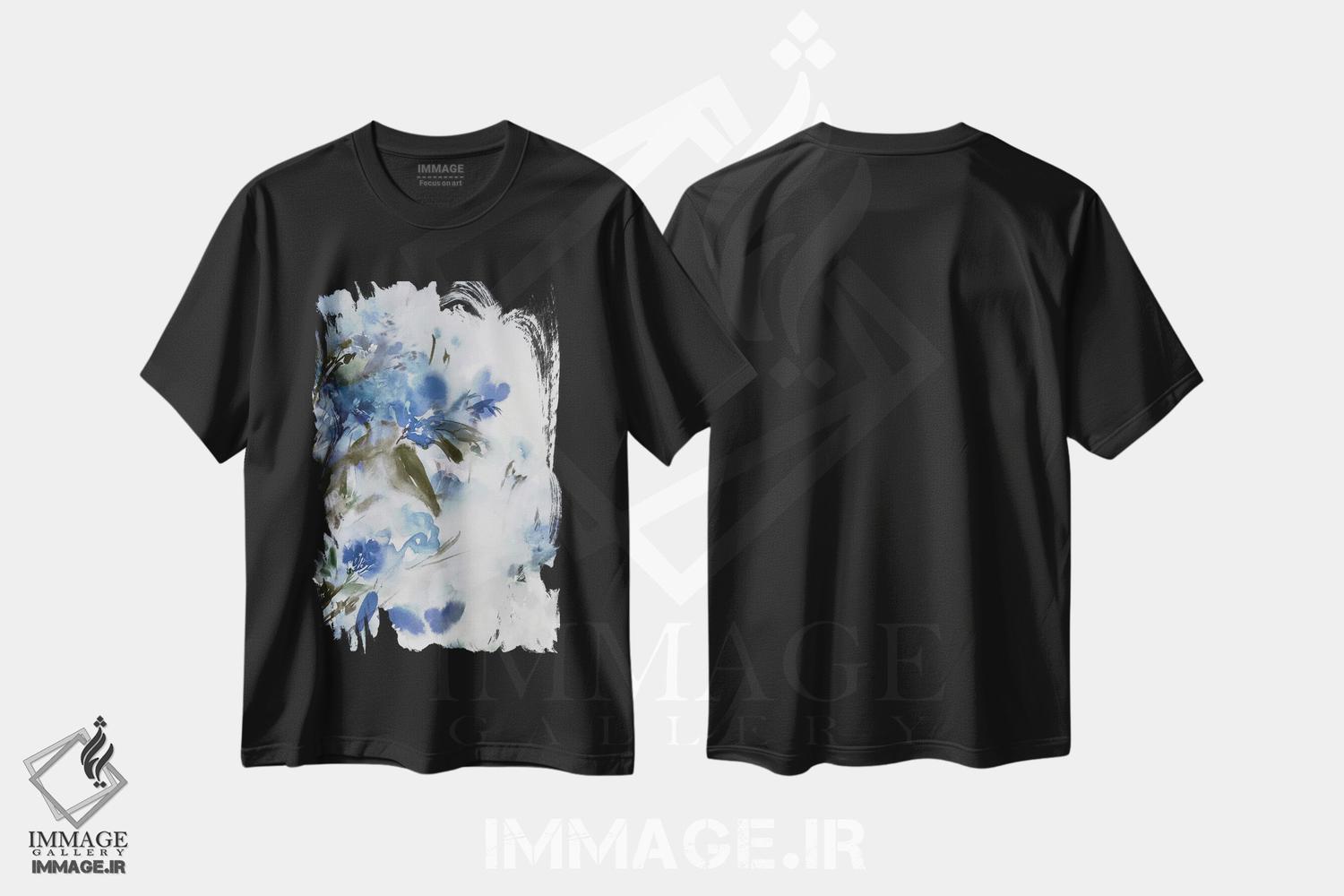 تیشرت طرح دار گل های آبی II، آبستره اثر آریا کِی | immage.ir