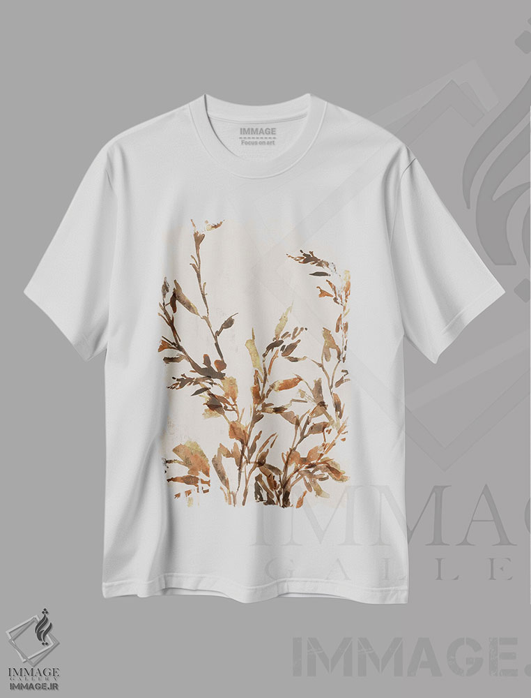 تیشرت طرح دار برگ طلایی I، تزئینی اثر آریا کِی | immage.ir