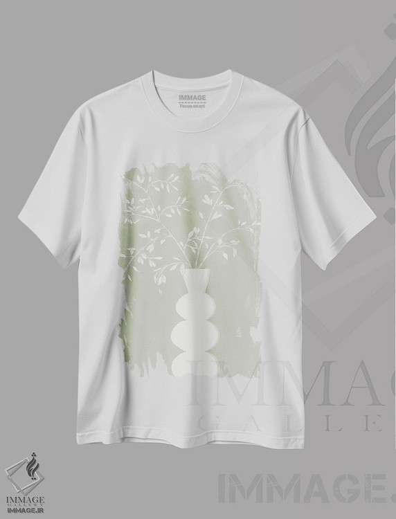 تیشرت طرح دار گلدان مریم گلی I، تزئینی اثر آریا کِی | فروشگاه ایماژ