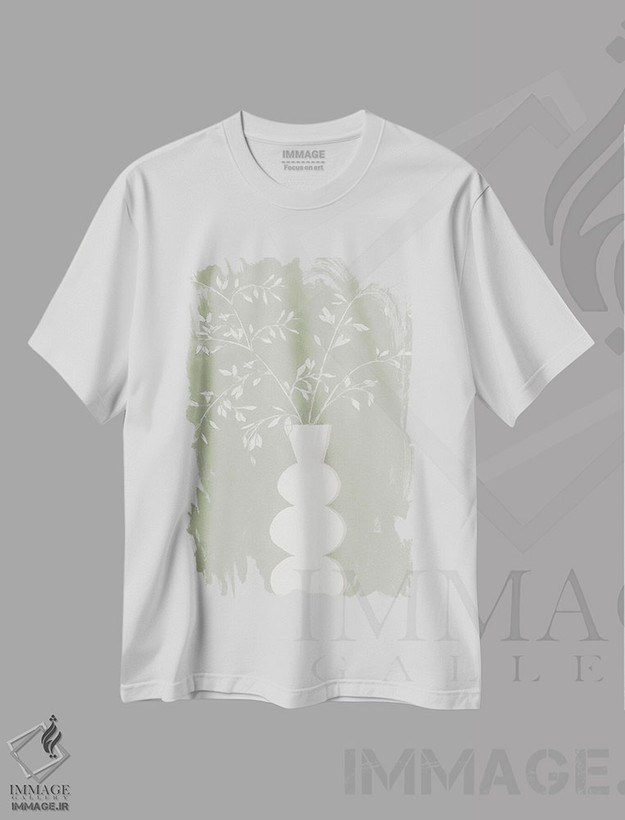 تیشرت طرح دار گلدان مریم گلی I، تزئینی اثر آریا کِی | فروشگاه ایماژ