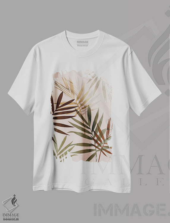 تیشرت طرح دار برگ های ملایم I، تزئینی اثر آریا کِی | immage.ir