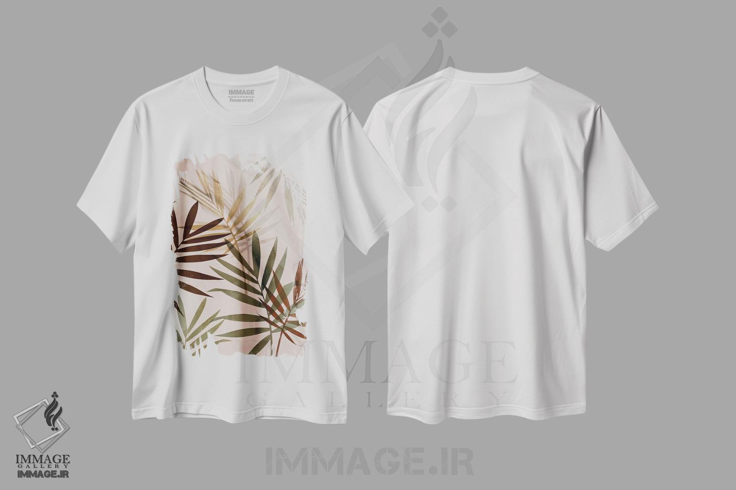 تیشرت طرح دار برگ های ملایم I، تزئینی اثر آریا کِی | immage.ir