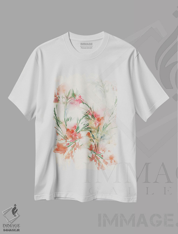 تیشرت طرح دار گل های قرمز II، آبستره اثر آریا کِی | فروشگاه ایماژ