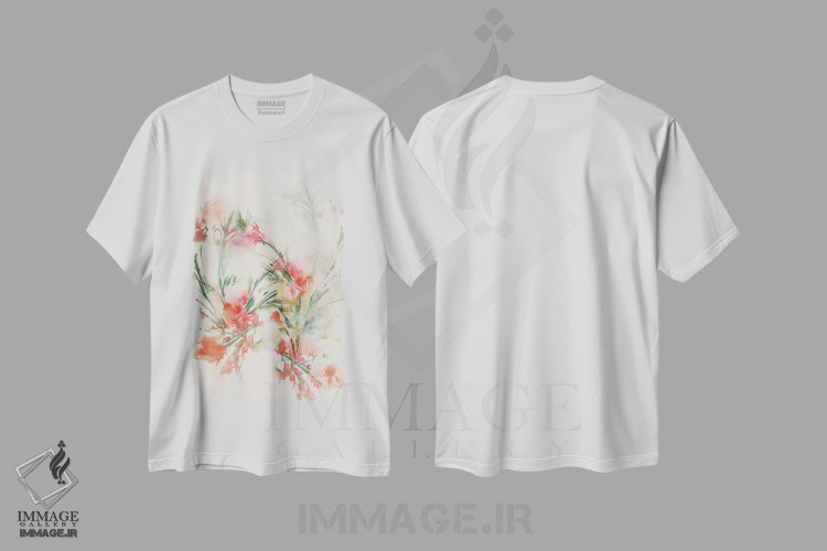 تیشرت طرح دار گل های قرمز II، آبستره اثر آریا کِی | فروشگاه ایماژ