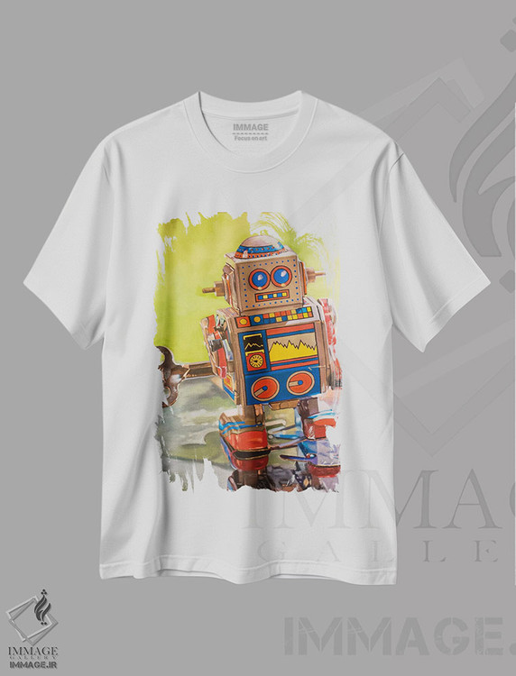 تیشرت طرح دار ربات کوچک، هنر فاخر معاصر اثر آندریا آلوین | فروشگاه ایماژ