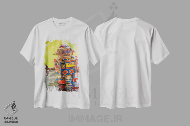 تیشرت طرح دار ربات کوچک، هنر فاخر معاصر اثر آندریا آلوین | فروشگاه ایماژ