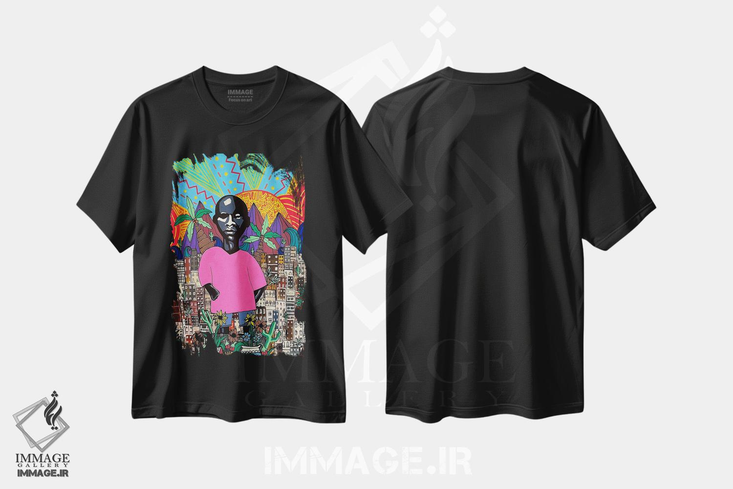 تیشرت طرح دار اقیانوسی میان موج ها، هنر آمریکایی آفریقایی تبار اثر آرون آلن | فروشگاه ایماژ