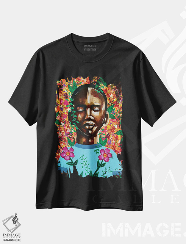 تیشرت طرح دار پسری که گل ها پرورش داد، هنر آمریکایی آفریقایی تبار اثر آرون آلن | فروشگاه ایماژ