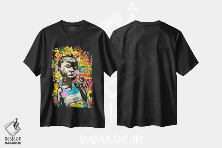 تیشرت طرح دار قدم زدن کنار اقیانوس، هنر آمریکایی آفریقایی تبار اثر آرون آلن | فروشگاه ایماژ