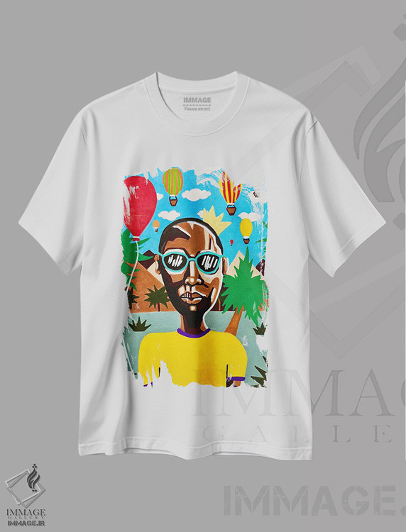 تیشرت طرح دار آفتاب و درختان نخل، هنر آمریکایی آفریقایی تبار اثر آرون آلن | immage.ir