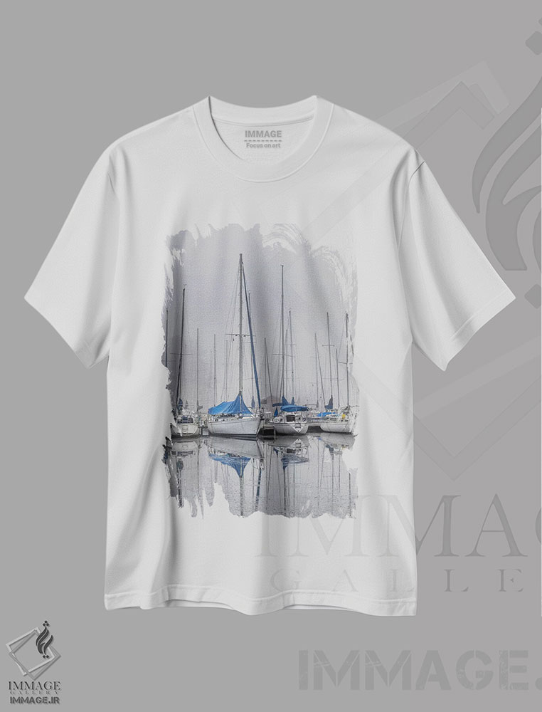 تیشرت طرح دار قایق های بادبانی، مدیوم اثر اندی اموس | فروشگاه ایماژ