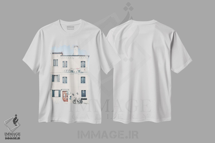 تیشرت طرح دار روستای آرام مدیترانه ای، تزئینی اثر اندی اموس | immage.ir