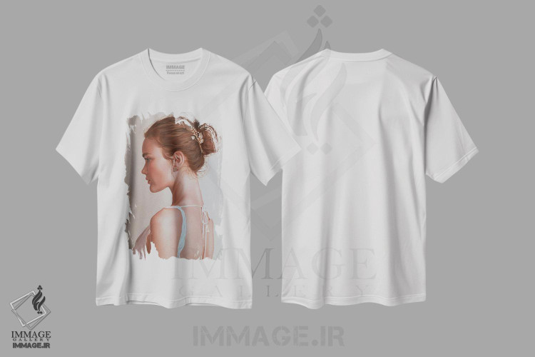 تیشرت طرح دار دختر با سنجاق سر، هنر فاخر معاصر اثر آرتور آنوخین | immage.ir